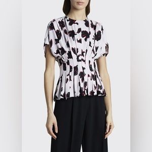 Proenza Schouler Iris Print Pleated Georgette Top